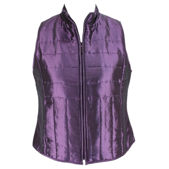 RELATIVITY Quilted Iridescent Purple Puffer Vest Front Zip Women's Size 2X - Picture 13 of 16
